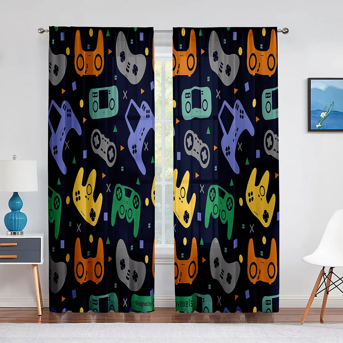 Cortinas con diseño de mando d - Retro Gaming Youtube reseña y precio