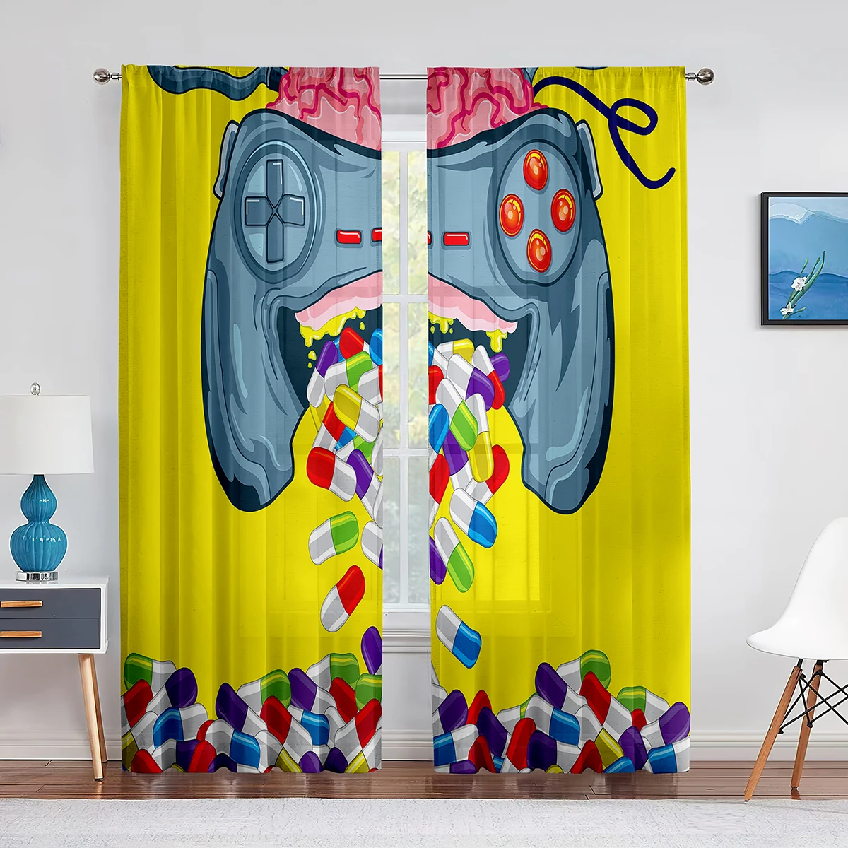 Cortinas con diseño de mando d - Retro Gaming Youtube reseña y precio